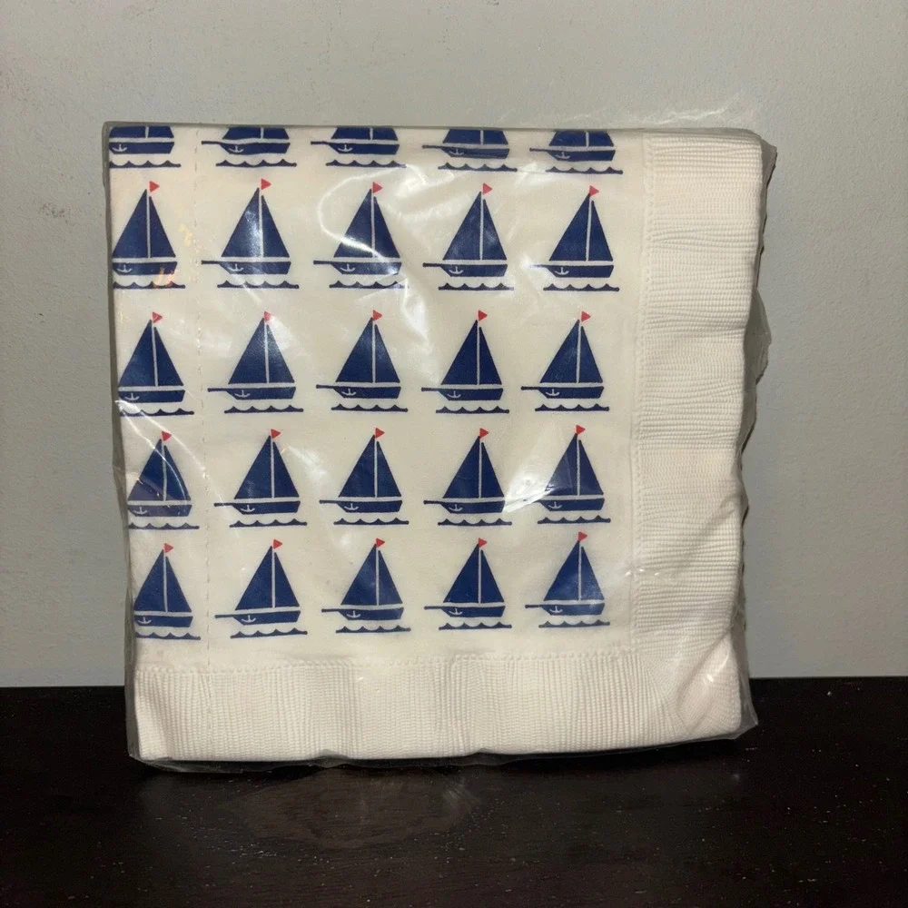 Vintage Beach | 20 Luncheon Napkins | Sailboat Theme Paper Napkins | New Sealed‎